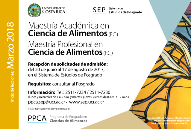   Maestría Académica en Ciencia de Alimentos (F.C.) Maestría Profesional en Ciencia de Alimentos …