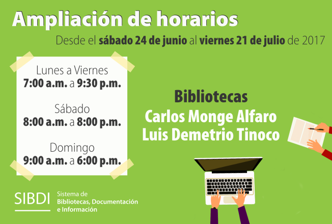  Desde el sábado 24 de junio hasta el viernes 21 de julio, las Bibliotecas Carlos Monge Alfaro y …