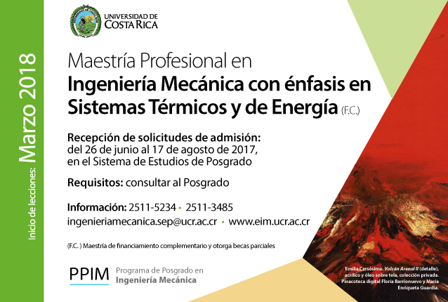   Maestría Profesional Ingeniería Mecánica con énfasis en Sistemas Térmicos y de Energía (F.C.)  …