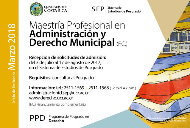   Maestría Profesional en Administración y Derecho Municipal (F.C.)  Inicio de lecciones: marzo …
