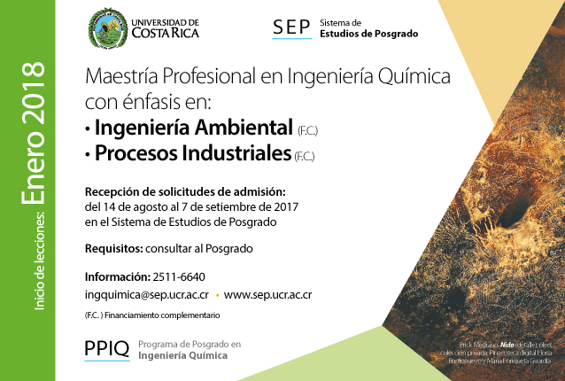  Maestría Profesional en Ingeniería Química con énfasis en: • Ingeniería Ambiental (F.C.) • …