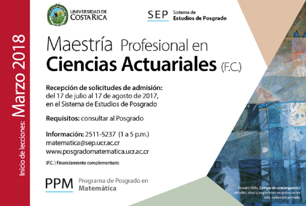  Maestría Profesional en Ciencias Actuariales (F.C.) Inicio de lecciones: marzo de 2018 …