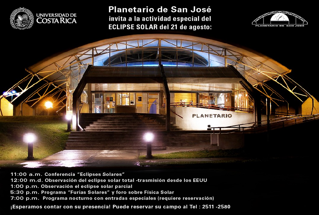  11:00 a. m.  Conferencia: Eclipses Solares 12:00 m. Observación del eclipse solar …