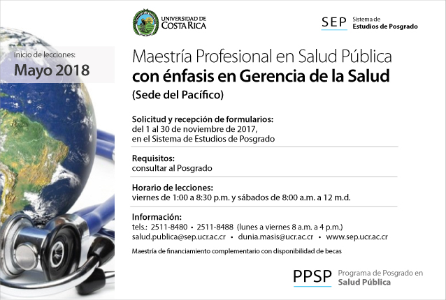  Maestría Profesional en Salud Publica con énfasis en Gerencia de la Salud (Sede del Pacífico) …