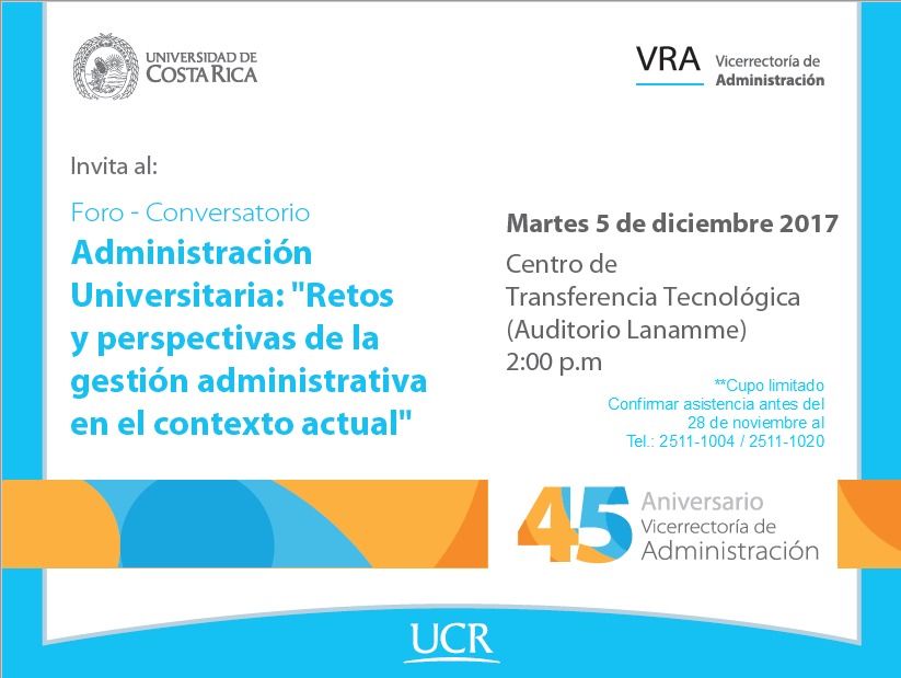  Fecha del foro:  5 de diciembre, 2:00 p. m. en el auditorio del Lanamme 