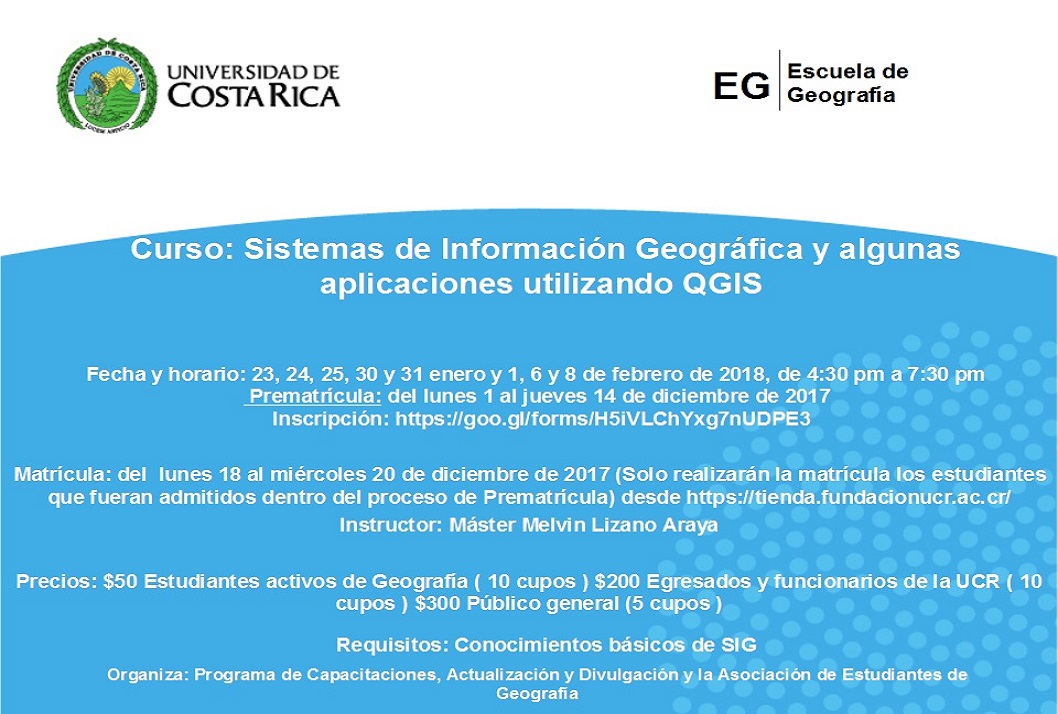  Matrícula: del lunes 18 al miércoles 20 de diciembre de 2017 (solo realizarán la matrícula los …