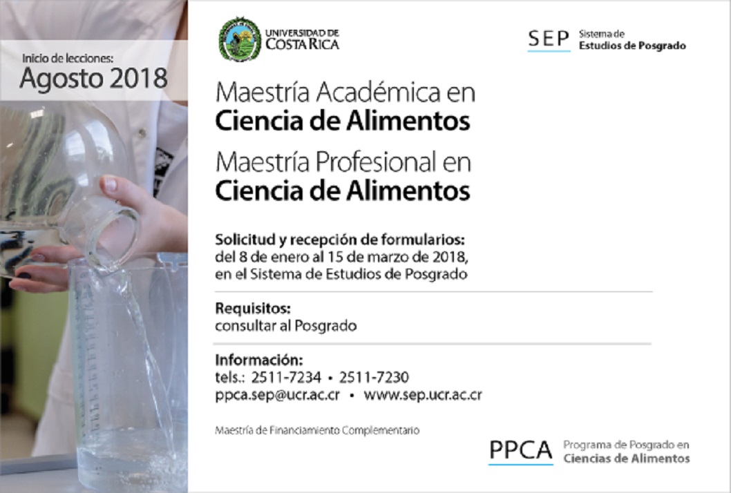  Maestría Académica en Ciencia de Alimentos Maestría Profesional en Ciencia de Alimentos Inicio …