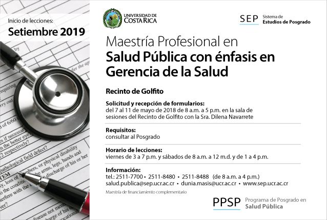  Maestría Profesional en Salud Pública con énfasis en Gerencia de la Salud Recinto de Golfito …