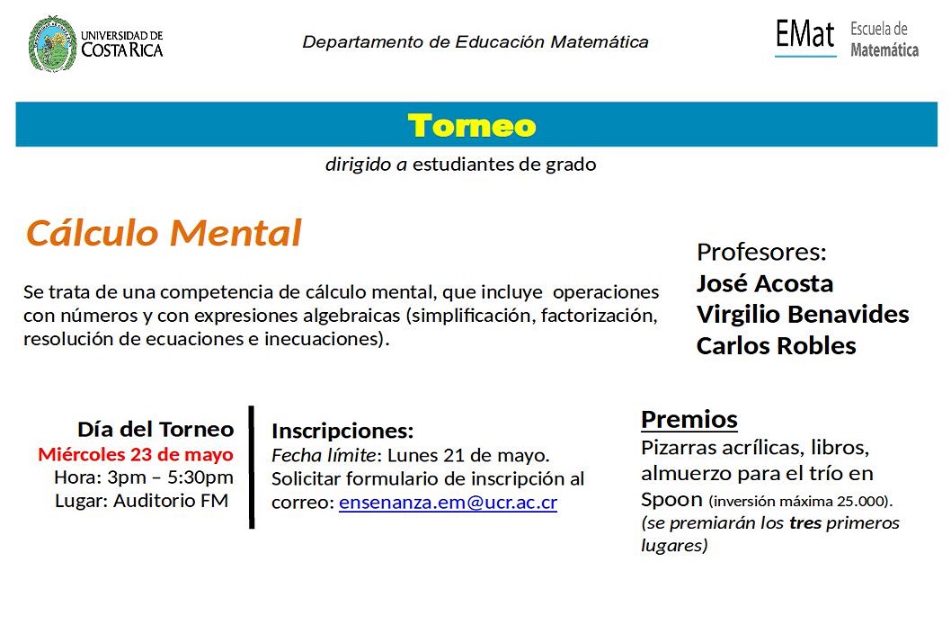  Fecha de la actividad: Miércoles 23 de mayo, 3:00 p. m. en el auditorio de Física-Matemática 