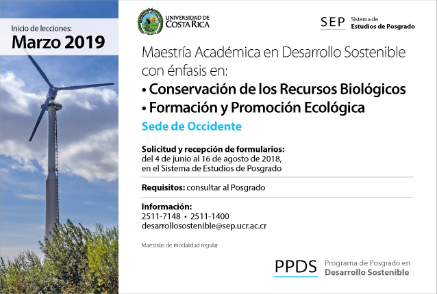  Maestría Académica en Desarrollo Sostenible con énfasis en: Conservación de los Recursos …