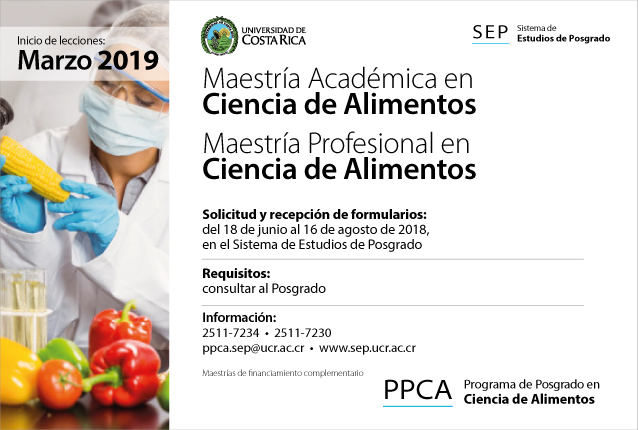  Maestría Académica en Ciencia de Alimentos Maestría Profesional en Ciencia de Alimentos Inicio …