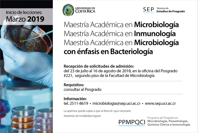  Maestría Académica en Microbiología Maestría Académica en Inmunología Maestría Académica en …