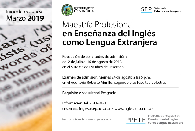  Maestría Profesional  en Enseñanza del Inglés como Lengua Extranjera Inicio de lecciones: marzo …