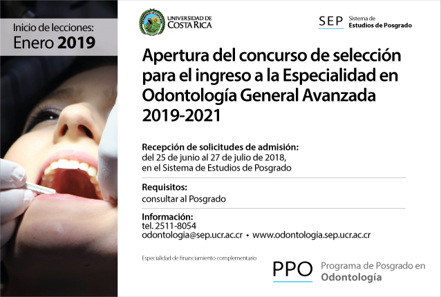  Apertura del concurso de selección para el ingreso a la Especialidad en Odontología General …