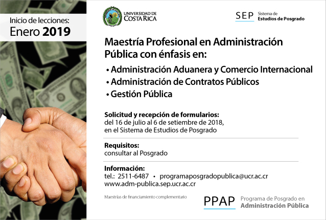  Maestría Profesional en Administración Pública con énfasis en:  • Administración Aduanera y …