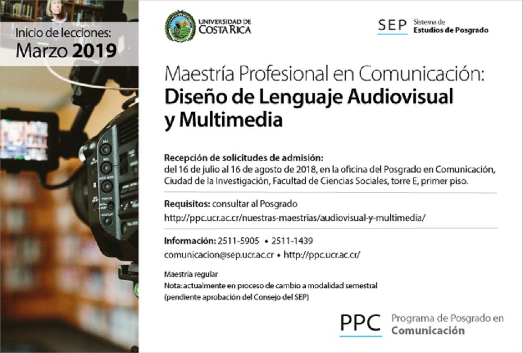  Maestría Profesional en Comunicación: Diseño de Lenguaje Audiovisual y Multimedia Inicio de …