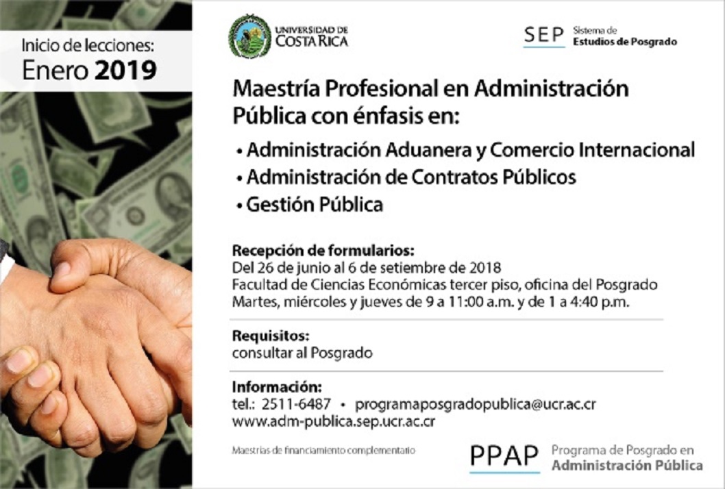  Maestría Profesional en Administración Pública con énfasis en: Administración Aduanera y …