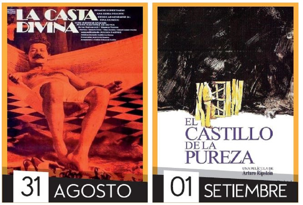  Viernes 31 de agosto, 6:30 p. m.  Película: La Casta Divina. (1977.  México.  Drama) Sábado 1 de …