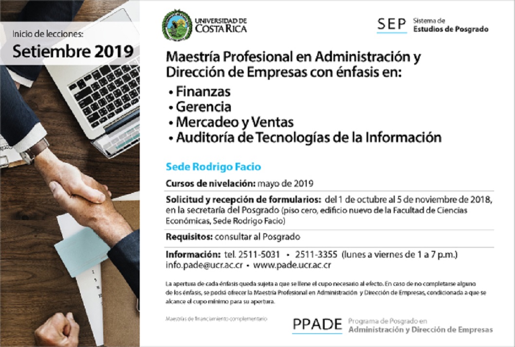  Maestría Profesional en Administración y Dirección de Empresas con énfasis en:  • Finanzas  • …