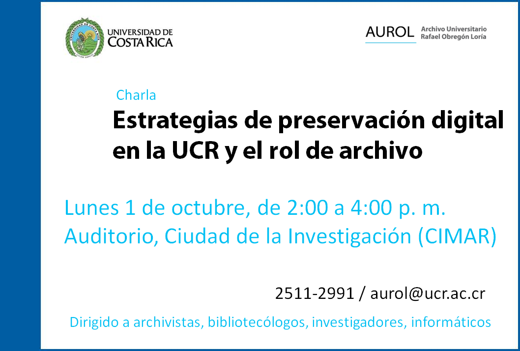  Favor confirmar asistencia al correo aurol@ucr.ac.cr 