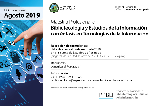  Maestría Profesional en Bibliotecología y Estudios de la Información con énfasis en Tecnologías …