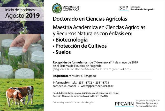  Doctorado en Ciencias Agrícolas Maestría Académica en Ciencias Agrícolas y Recursos Naturales …