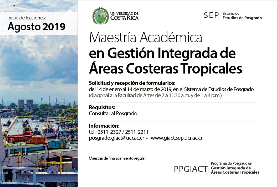  Maestría Académica en Gestión Integrada de Áreas Costeras Tropicales Inicio de lecciones: agosto …