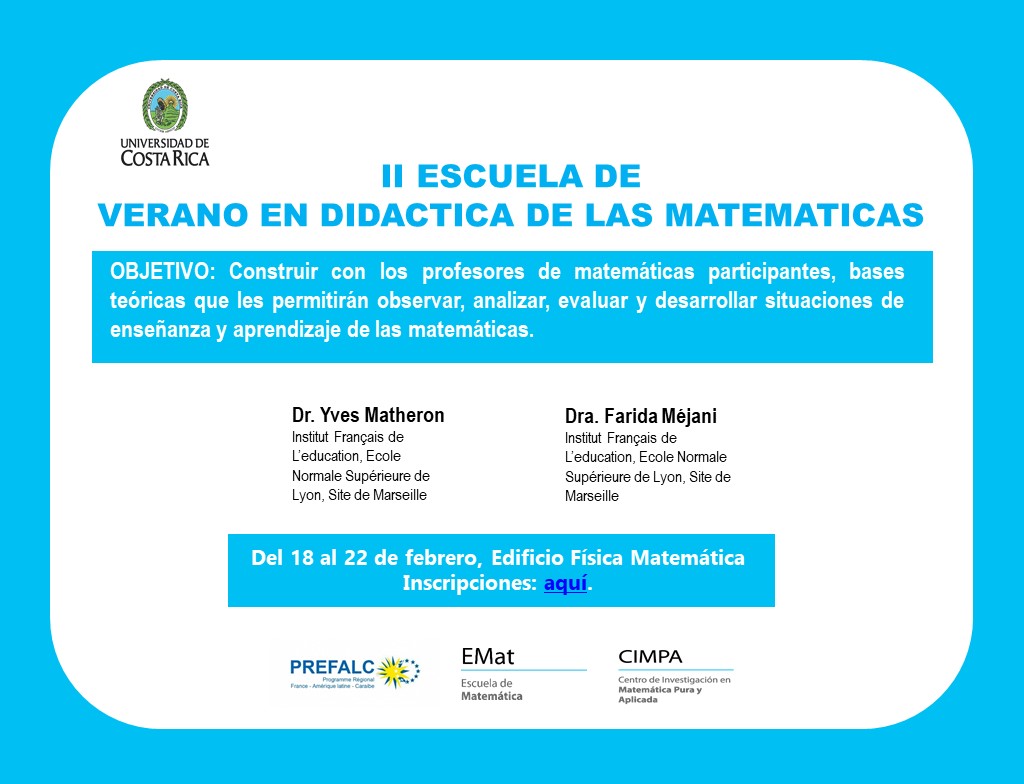  Ver cronograma en sitio web Duración: del 18 al 22 de febrero en el Edificio Física Matemática 