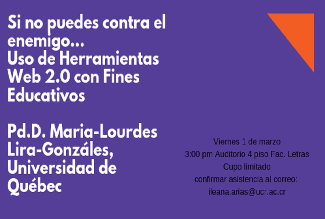  Fecha de la Conferencia: viernes 1 de marzo, de 3:00 a 5:00 p. m. en la Sala Joaquín Gutiérrez, …