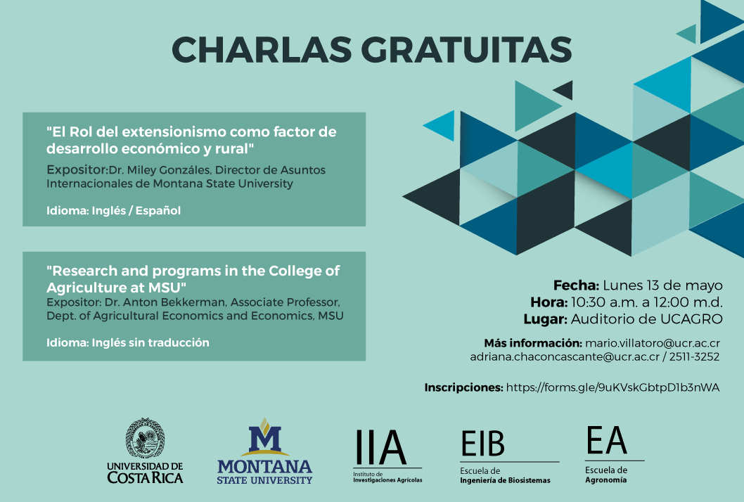  Fecha de las charlas: lunes 13 de mayo en el Auditorio UCAGRO, Facultad de Ciencias …