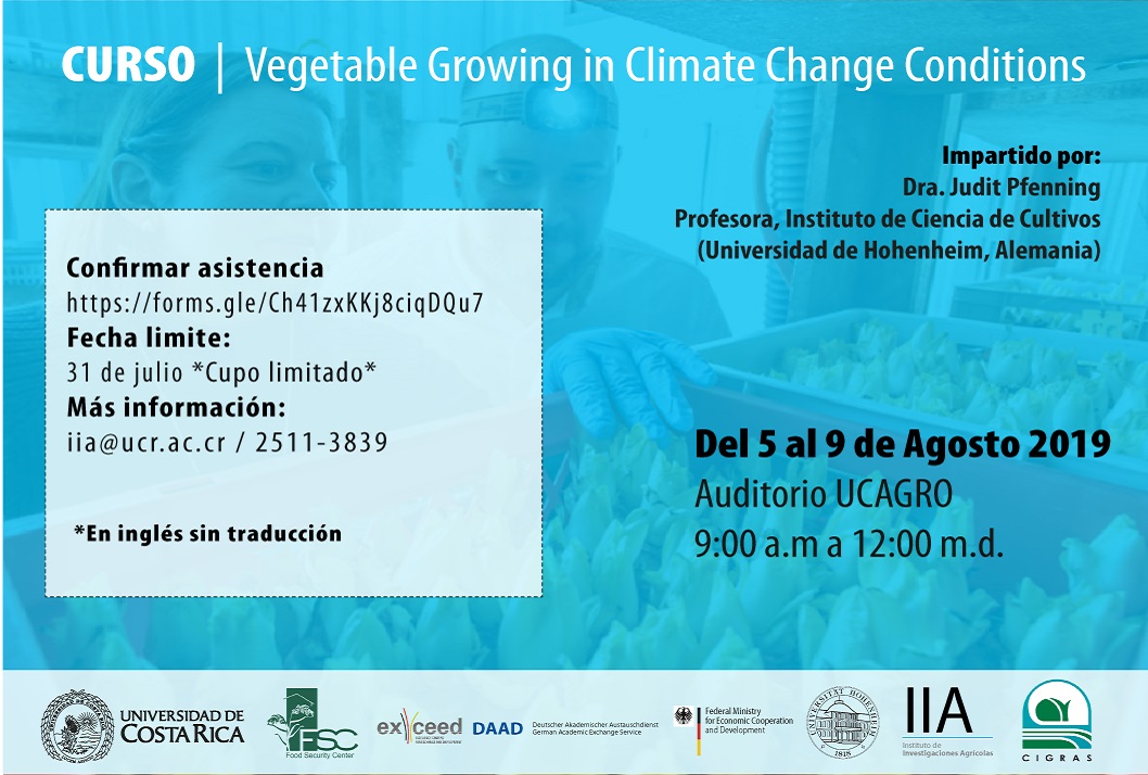 Duración: del 5 al 9 de agosto, de9:00 a. m. a 12:00 m. en el auditorio UCAGRO, Facultad …