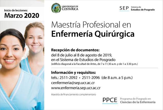 Maestría Profesional en Enfermería Quirúrgica Inicio de lecciones: marzo de 2020 Requisitos: …