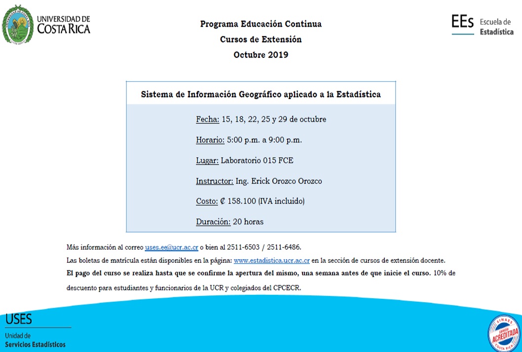  Duración: 15, 18, 22, 25 y 29 de octubre, de 5:00 a 9:00 p. m. en el Laboratorio 015, Facultad …