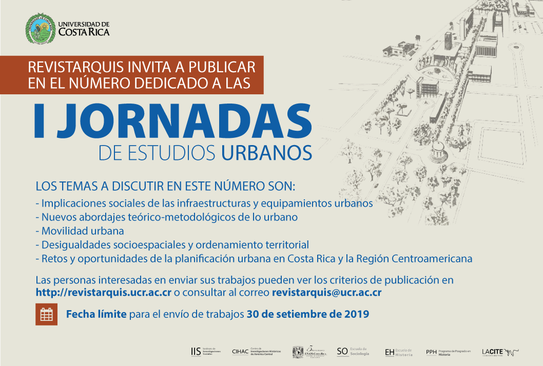  RevistArquis invita a publicar en el número dedicado a las I Jornadas de Estudios Urbanos UCR …