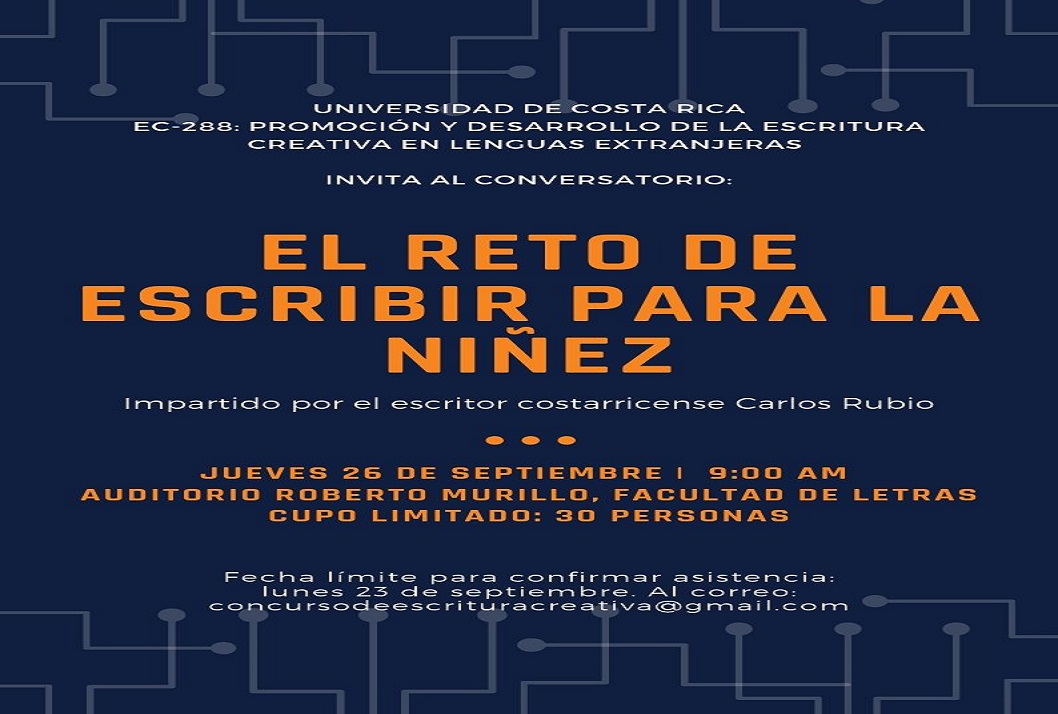  Fecha del conversatorio: jueves 26 de setiembre, 9:00 a. m. en el auditorio Roberto Murillo de …