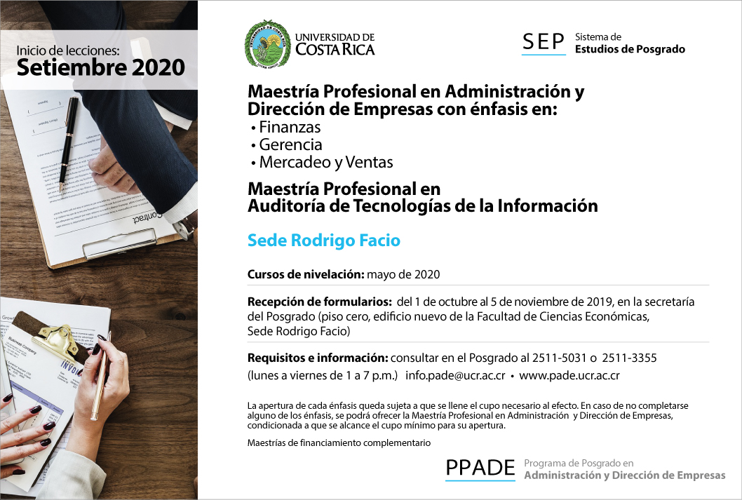  Maestría Profesional en Administración y Dirección de Empresas con énfasis en:  • Finanzas  • …