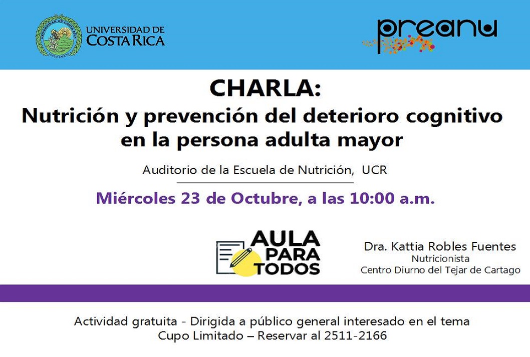  Fecha de la charla: Miércoles 23 de octubre, 10:00 a. m. en el miniauditorio de la Escuela de …