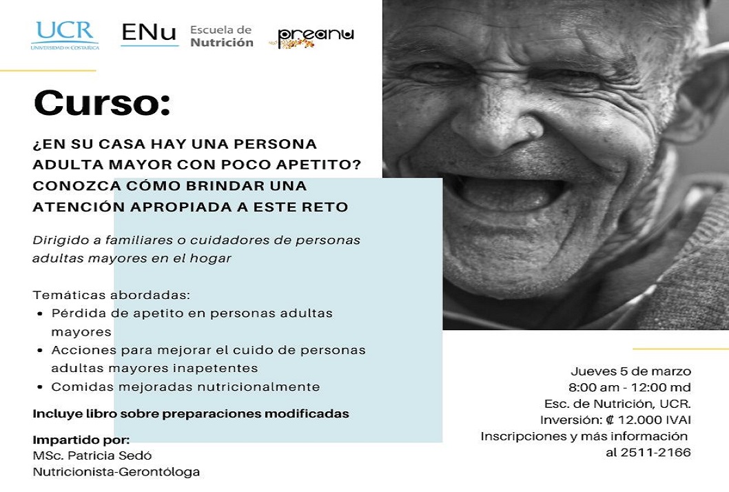 Duración: jueves 5 de marzo, de 8:00 a. m. a12:00 m. en el PREANU, Escuela de NutriciónCupo …