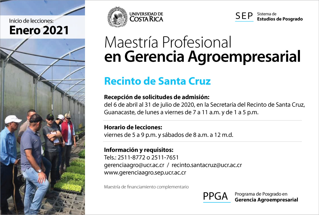  Maestría Profesional en Gerencia Agroempresarial Recinto de Santa Cruz Recepción de solicitudes …