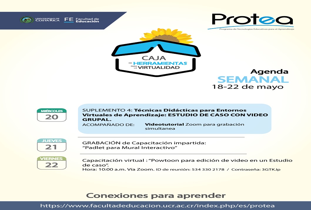   Actividad sincrónica:  Viernes 22 de mayo: 10:00 a. m. Vía Zoom/ ID de reunión: 534 330 2178 / …