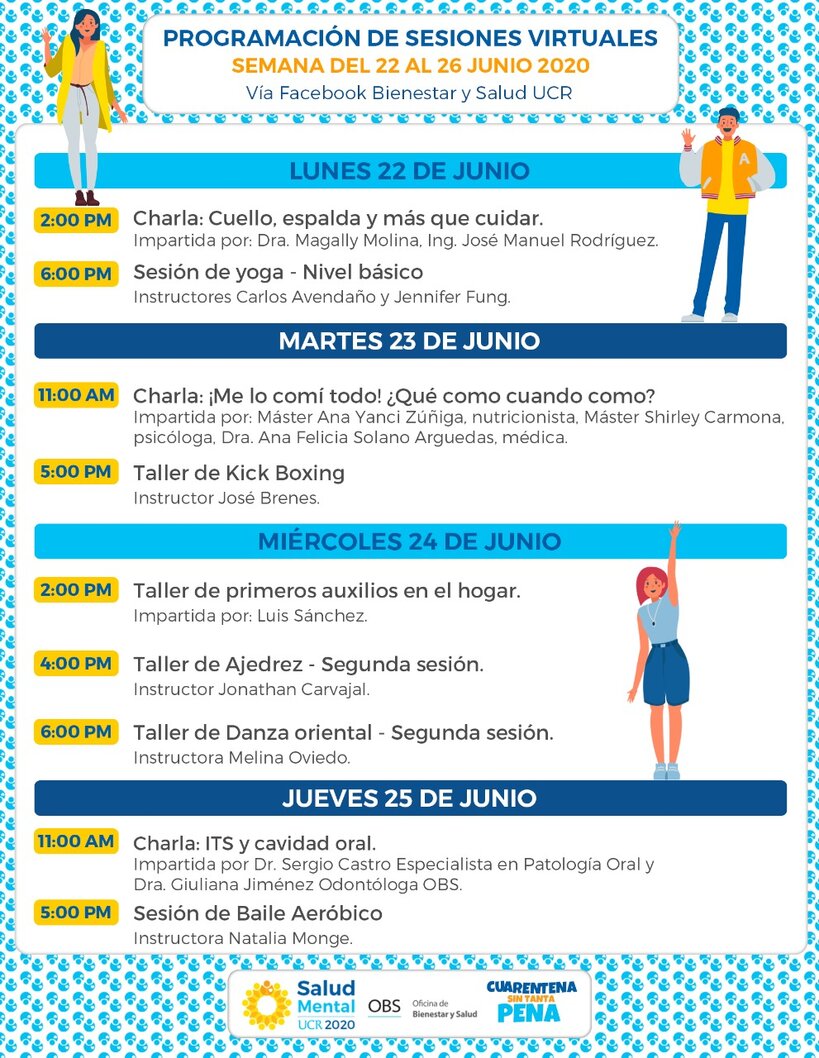  Lunes 22 junio 2:00 p. m. Charla: Cuello, espalda y más que cuidar. (Transmisión por Facebook …