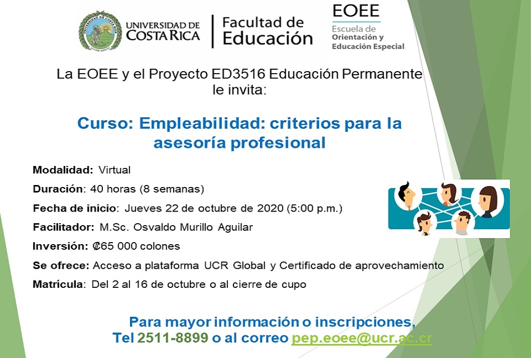  Inicio: jueves 22 de octubre, 5:00 p. m. (duración: 40 horas / 8 semanas).  Se ofrece: Acceso a …