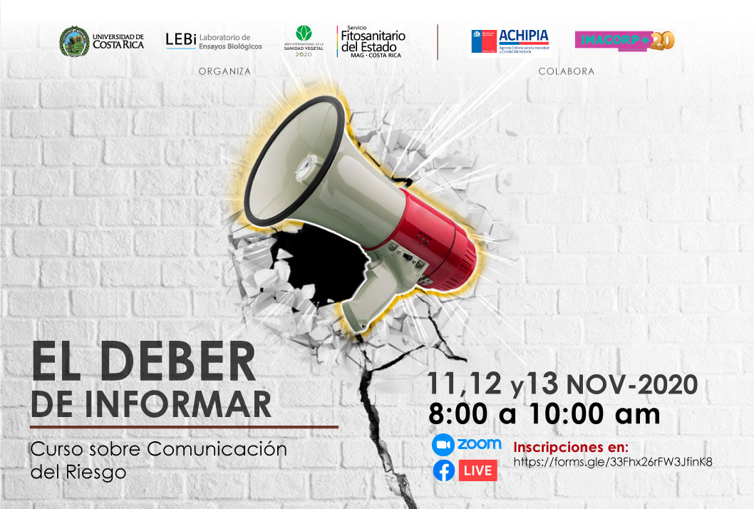 Cursos: Comunicación del Riesgo. El deber de informar Duración: 11,12 y 13 de noviembre, de 8:00 a10:00 a. m. (CST), Vía Zoom y con transmisión por …