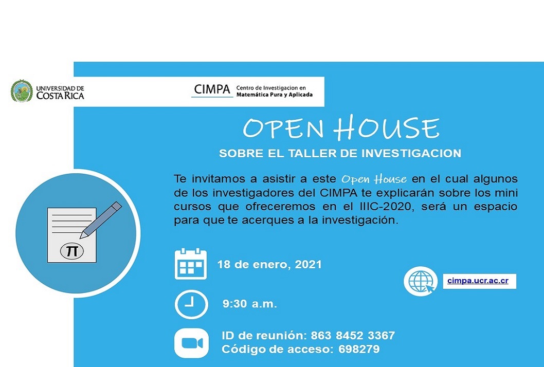  Te invitamos a asistir a este Open House en el cual algunos de los investigadores del CIMPA te …