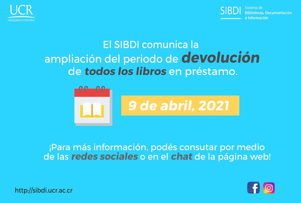  El SIBDI comunica la ampliación del periodo de devolución para todos los libros en préstamo, al …