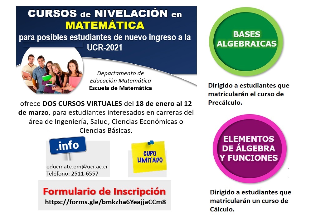  Departamento de Educación Matemática ofrece DOS CURSOS VIRTUALES para estudiantes interesados en …