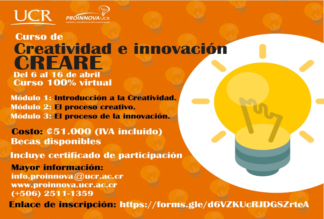Cursos: Creatividad e Innovación Duración: del 6 al 16 de abril(virtual)Incluye certificado departicipaciónEn este enlace …