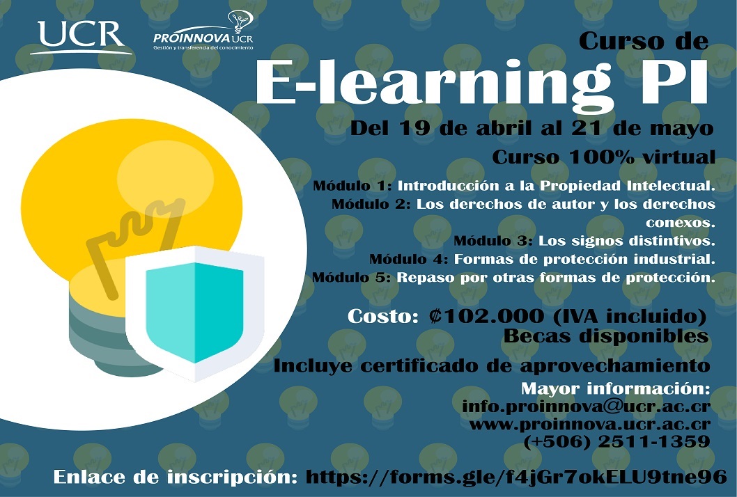 Cursos: Propiedad Intelectual Duración: 19 de abril al 21 de mayo(virtual)Incluye Certificado deAprovechamientoInformación …