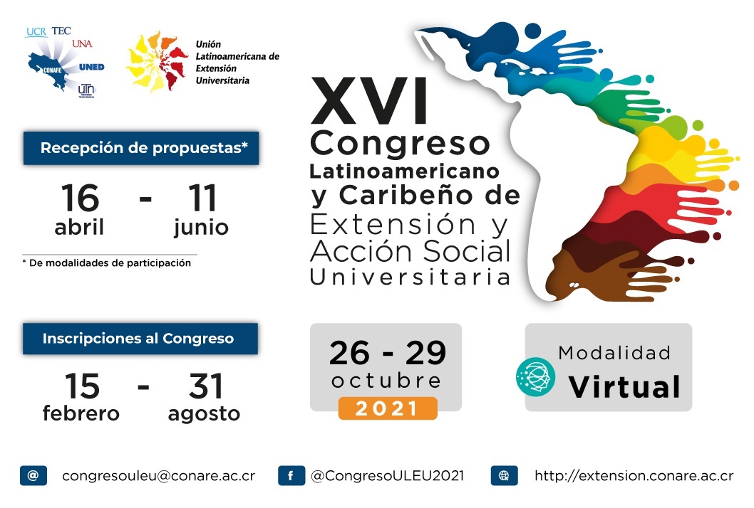  Inscripciones hasta el 31 de agosto. Realización del Congreso: del 26 al 29 de octubre (virtual) 