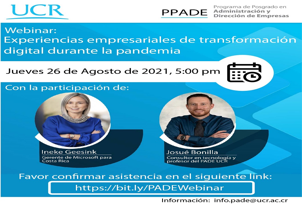  Requiere inscripción previa: https://bit.ly/PADEWebinar 